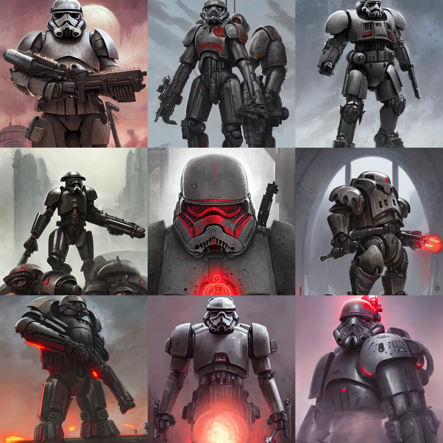 Prompt: kerberos panzer stormtrooper, jin - roh, helghast, d & d, sci - fi, highly detailed, digital painting, trending on artstation, concept art, sharp focus, illustration, art by artgerm and greg rutkowski and magali villeneuve