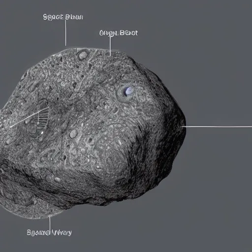 Prompt: diagram of a spaceship in form of giant asteroid