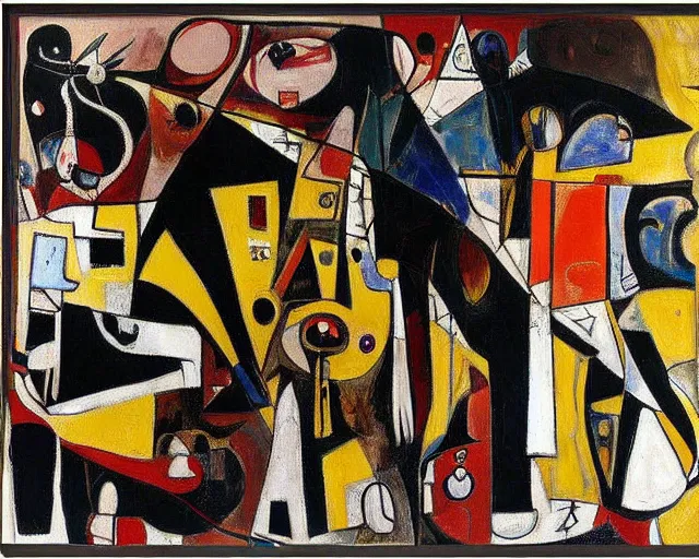 Image similar to abstract painting of guernica by graham sutherland, egon schiele, gustav klimt, joan miro, basquiat, expressionism