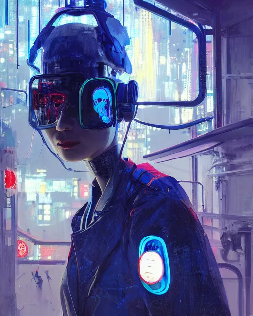 Image similar to detailed portrait Dr. Catherine Chun , cyberpunk futuristic neon, reflective deep blue coats, decorated with traditional chinese ornaments, underwater station Pathos behind by Ismail inceoglu dragan bibin hans thoma greg rutkowski Alexandros Pyromallis Nekro Rene Maritte Illustrated, Perfect face, fine details, realistic shaded, fine-face, pretty face