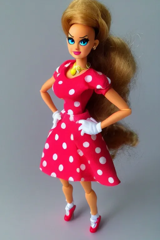 Image similar to super mario barbie doll, photorealistic, highly detailed,