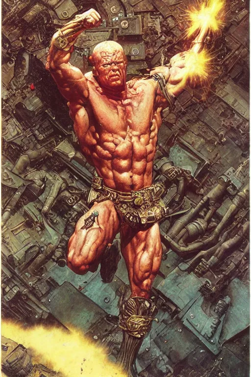 Image similar to jocko willink as huge superhero mutant warrior, dynamic action, dystopian, by lawrence alma tadema and zdzislaw beksinski and norman rockwell and tom lovell and greg staples