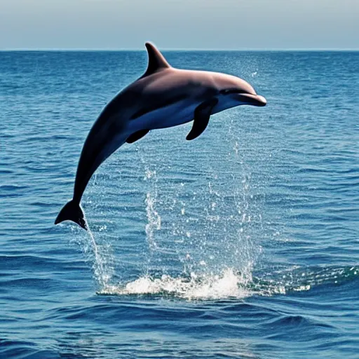 Image similar to “photo of a dolphin leaping high out of the ocean, award winning”