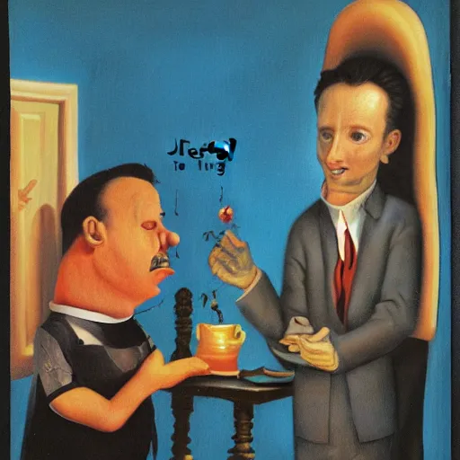 Image similar to jeff asks for another invite, surrealism