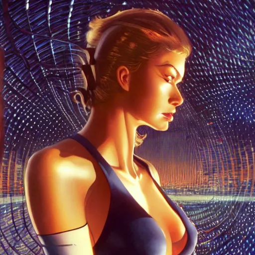 Prompt: detailed face of a woman, cool skydome, fresh atmosphere, ambient, rick guidice, syd mead, artgerm, hajime sorayama