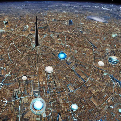 Image similar to a city orbiting the earth