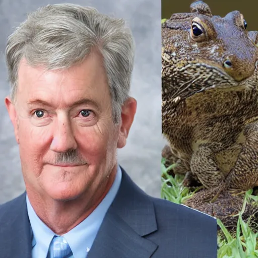 Image similar to the representative from alabama, a man with the physical characteristics of a jackrabbit and a toad