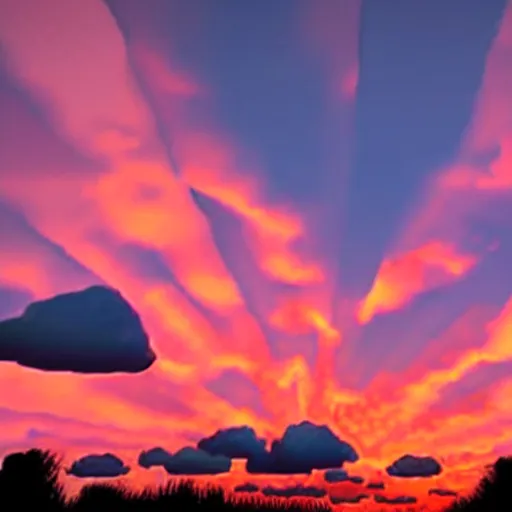 Image similar to sunset clouds in the shape of screaming chucky doll