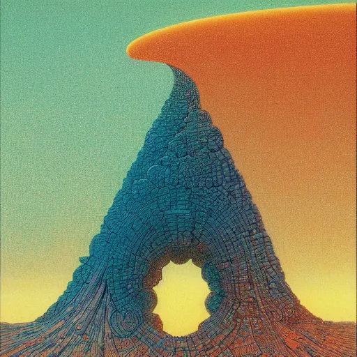 Image similar to textures silhouettes album cover designed by Jean Giraud, Moebius, Beksinski