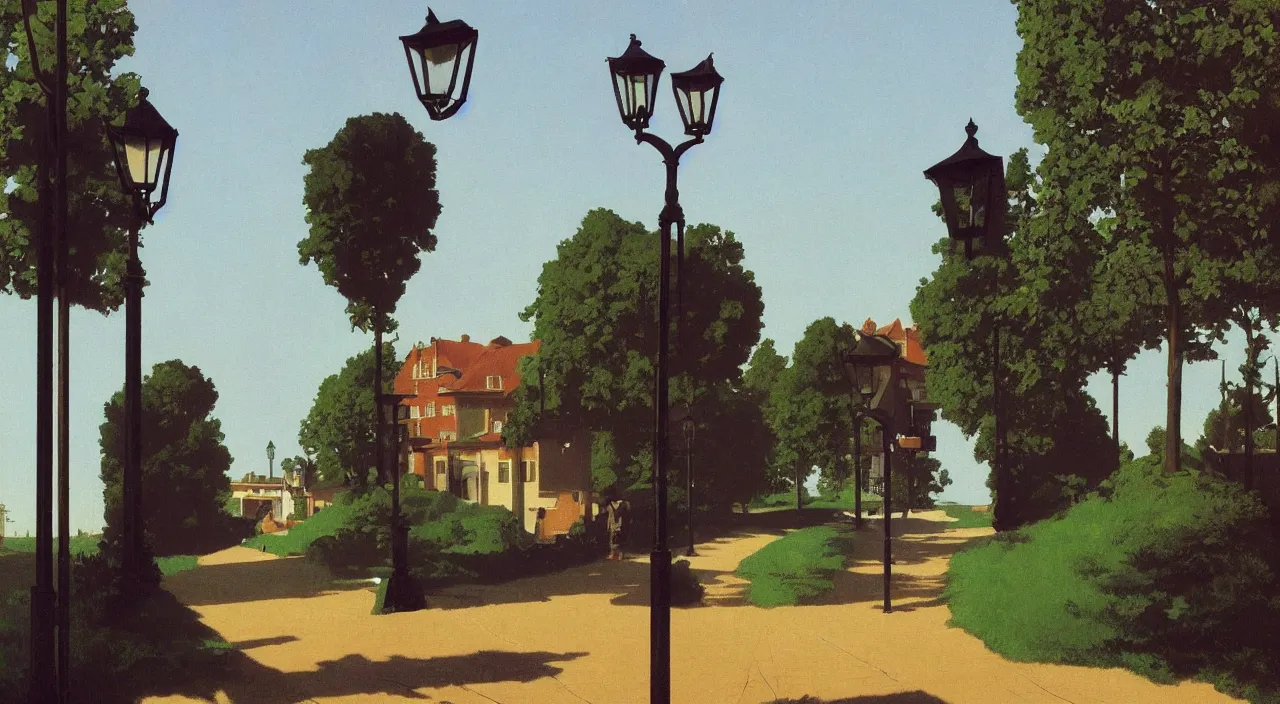 Prompt: single flooded simple wooden lamppost, very coherent and colorful high contrast!! masterpiece by rene magritte simon stalenhag carl spitzweg syd mead norman rockwell edward hopper james gilleard, minimalist, dark shadows, sunny day, hard lighting