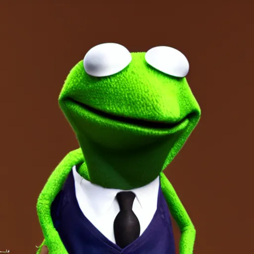 Image similar to photo of kermit the frog dressed up as a butler, dslr, photorealistic, artstation