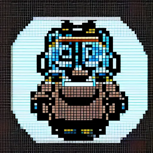 Image similar to evil robot minion, pixel art, 3 2 - bit, hd pixel art, highly detailed