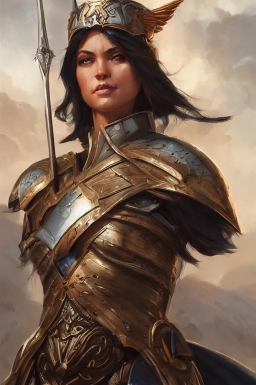 Image similar to amazon valkyrie athena, d & d, fantasy, portrait, highly detailed, headshot, digital painting, trending on artstation, concept art, sharp focus, illustration, art by artgerm and greg rutkowski and magali villeneuve