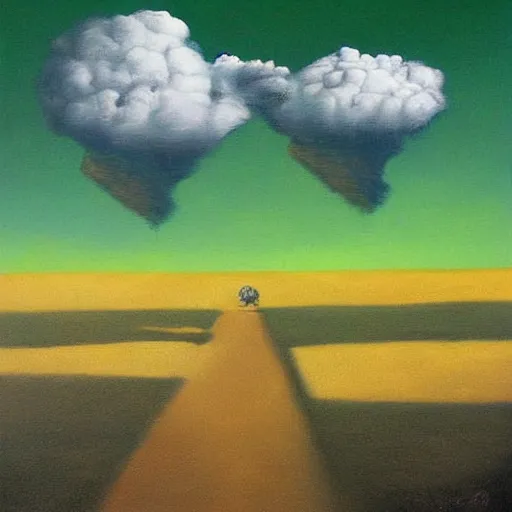 Image similar to running on a cloud surrealist painting