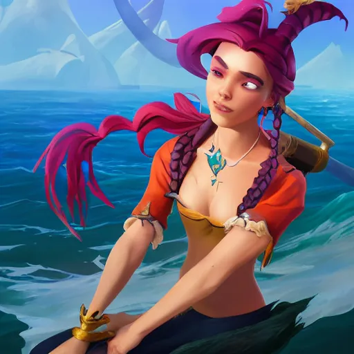 Image similar to jack the pirate mermaid on sea of thieves game avatar hero, behance hd by jesper ejsing, by rhads, makoto shinkai and lois van baarle, ilya kuvshinov, rossdraws global illumination