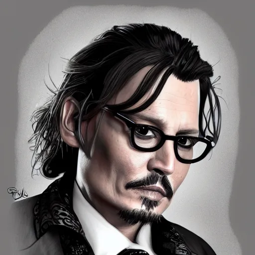 Prompt: a finely detailed exaggerated caricature illustration of johnny depp, artstation, 4k