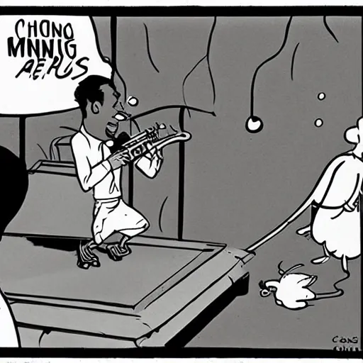 Prompt: charles mingus chasing after a lizard, 1 9 5 0 s cartoon style