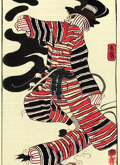 Image similar to freddy krueger as a yokai illustrated by kawanabe kyosai and toriyama sekien