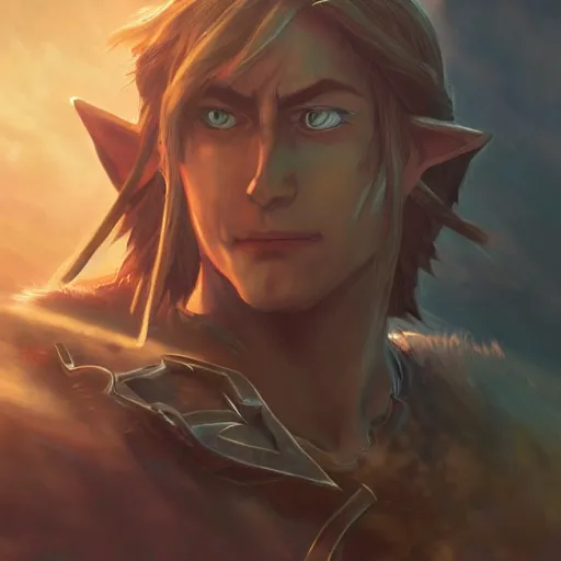 Prompt: a photorealistic dramatic fantasy render of link from zelda by wlop, artgerm, greg rutkowski, alphonse mucha, beautiful dynamic dramatic dark moody lighting, shadows, cinematic atmosphere, artstation, concept design art, octane render, 8 k