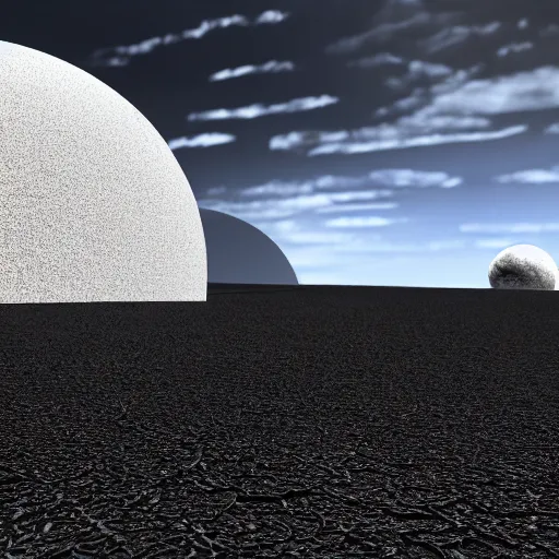 Image similar to landscape flat surface of planet covered with black metal plates. photorealistic unreal engine