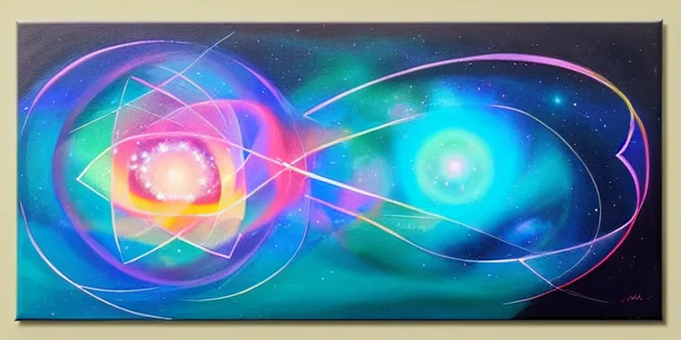 Image similar to a beautiful abstract acrylic painting of geometric nebula by viktoria lapteva