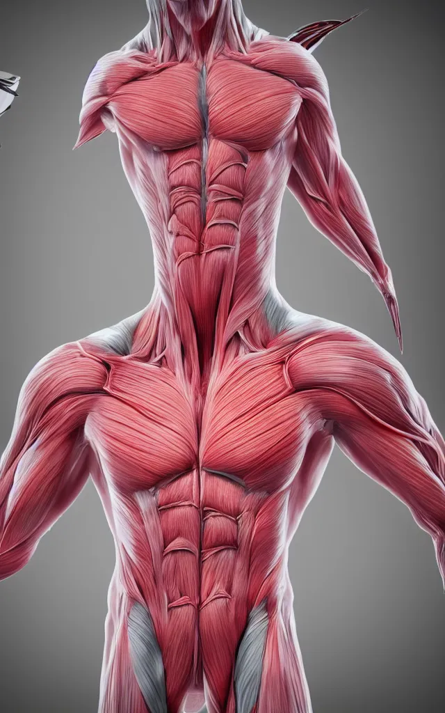 Image similar to intricated scientific medical 3d animation of the muscles and veins of a bat 3d octane render