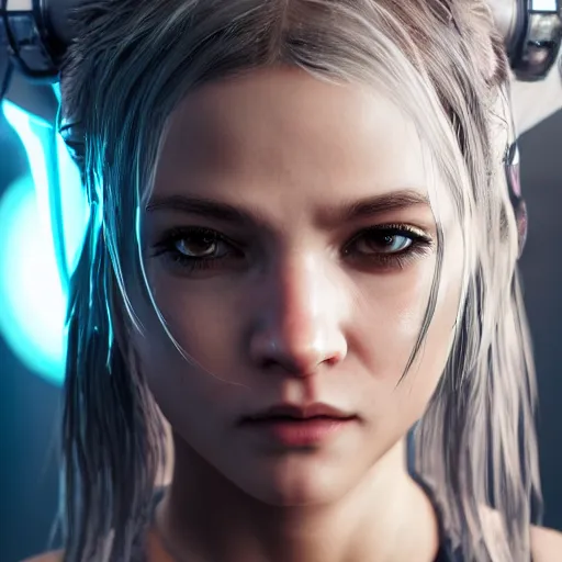 Image similar to fine details portrait of girl, style of cyberpunk, Hyper-realistic, 4K, Unreal Engine, Highly Detailed