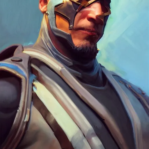 Image similar to greg manchess portrait painting of smoke from mortal kombat as overwatch character, medium shot, asymmetrical, profile picture, organic painting, sunny day, matte painting, bold shapes, hard edges, street art, trending on artstation, by huang guangjian and gil elvgren and jesper ejsing