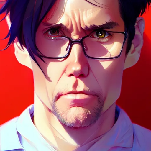 Image similar to jim carrey, portrait shinkai makoto studio ghibli studio key hideaki anno sakimichan stanley artgerm lau rossdraws james jean marc simonetti elegant highly detailed digital painting artstation pixiv