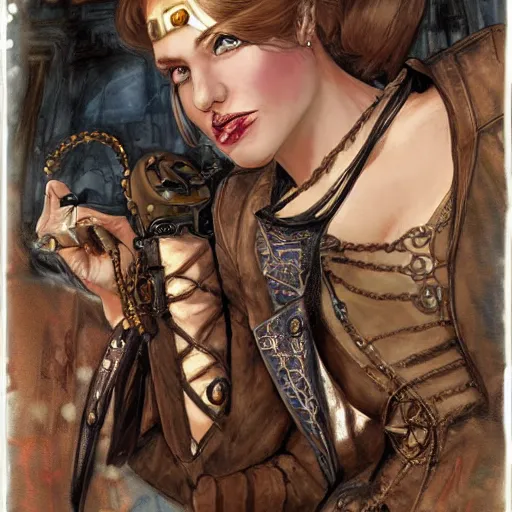 Prompt: portrait of steampunk heroines, by jon foster