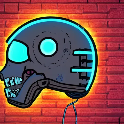 Image similar to in the style of max prentis and deathburger and laurie greasley a 2d graffiti logo of a cyberpunk helmet, highly detailed, neon, 8k wallpaper