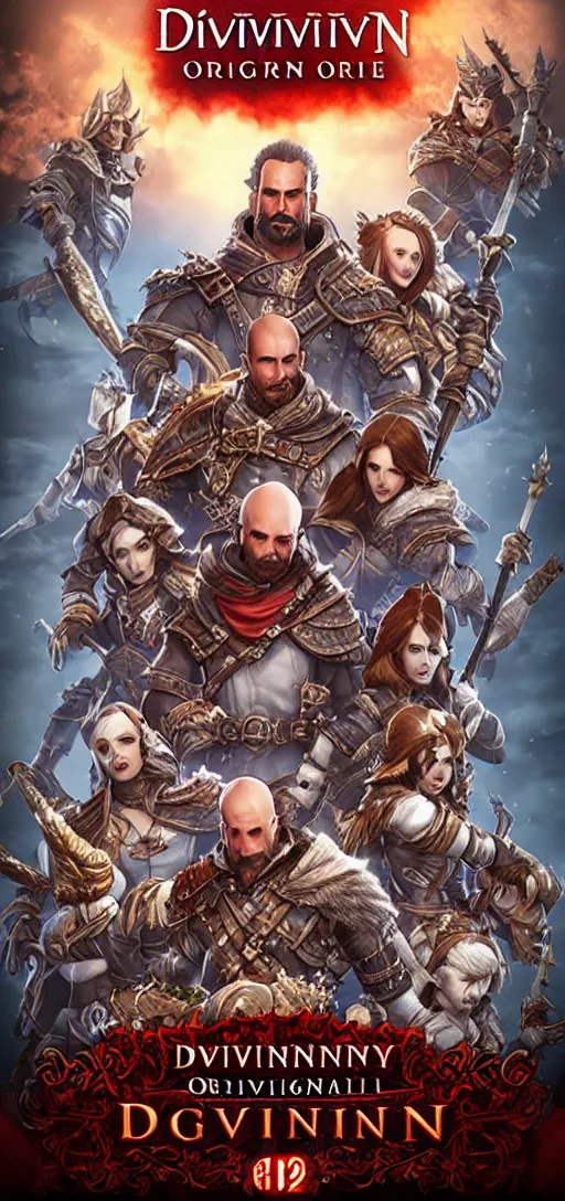 Image similar to divinity original sin 2 movie poster, high detail