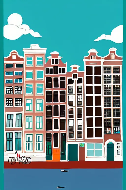 Prompt: amsterdam, illustration, in the style of katinka reinke
