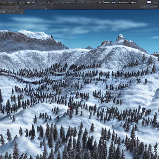 Prompt: rocky mountains, snow, detailed, unreal engine 5, flickr, tilt shift