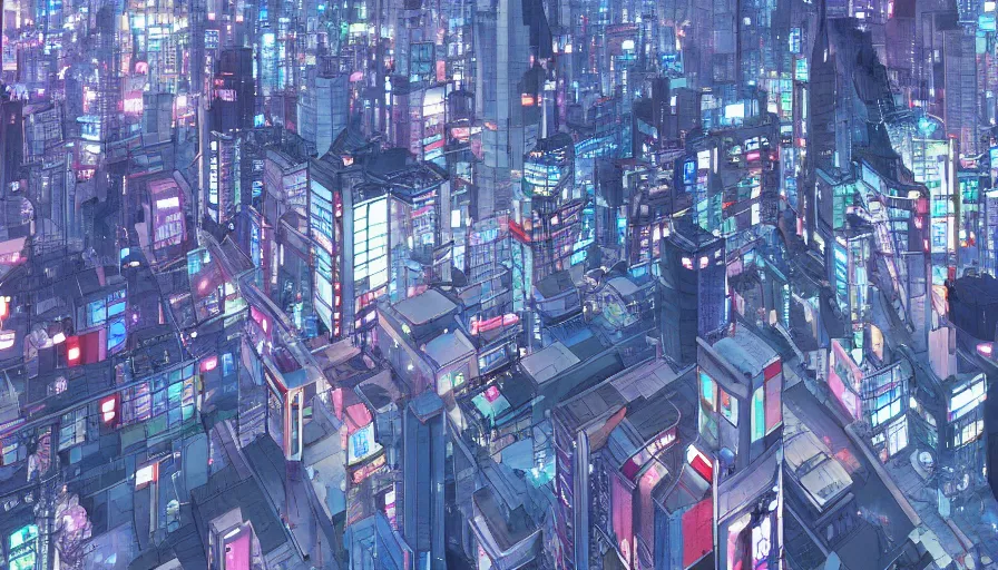 Prompt: a close up of shinjuku by makoto shinkai, beeple and james jean, aya takano color style, 4 k, super detailed, modern, 4 k, symmetrical