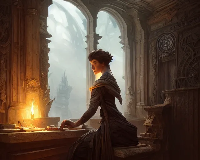 Image similar to photography of peter zumthor, deep focus, d & d, fantasy, intricate, elegant, highly detailed, digital painting, artstation, concept art, matte, sharp focus, illustration, hearthstone, art by artgerm and greg rutkowski and alphonse mucha