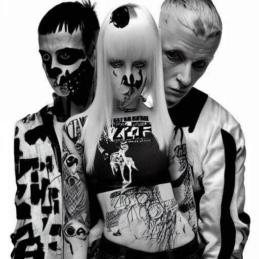 Image similar to black and white zeff art die antwoord photo realistic ninja