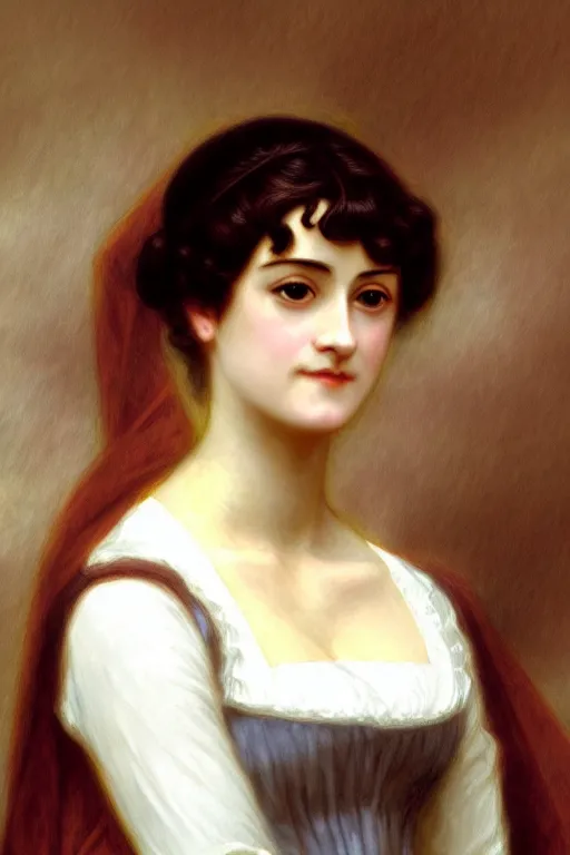 Image similar to jane austen, painting by rossetti bouguereau, detailed art, artstation