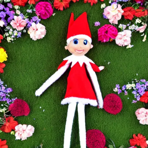 Prompt: shemale elf on a red carpet full of flowers