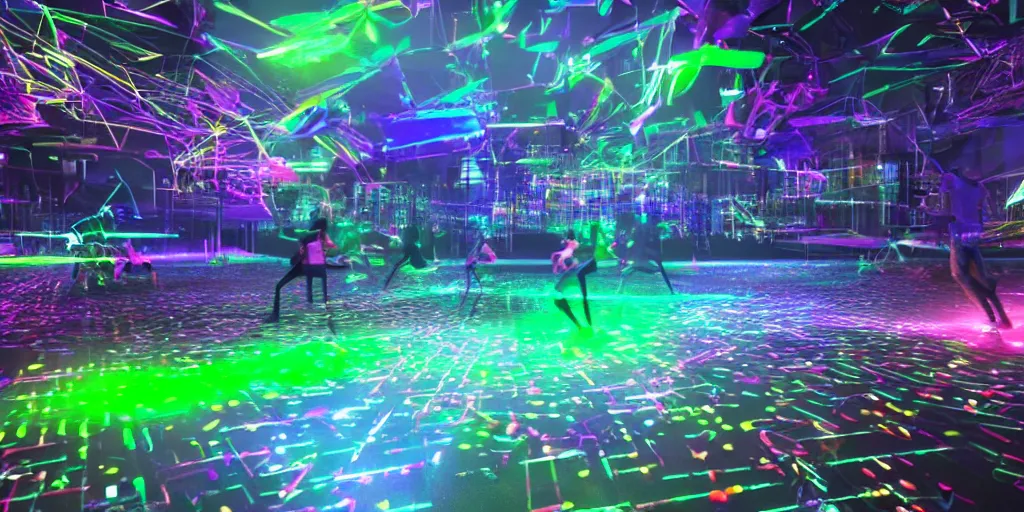 Prompt: a massive rave, dance party in the city of sydney, lazers, cinematic, ultra - realistic, ultra - detailed, octane render, unreal engine 5, depth of field