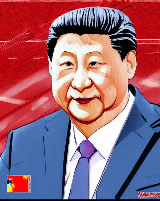Prompt: Digital state-sponsored anime art of Xi Jinping by A-1 studios, serious expression, empty warehouse background, highly detailed, spotlight