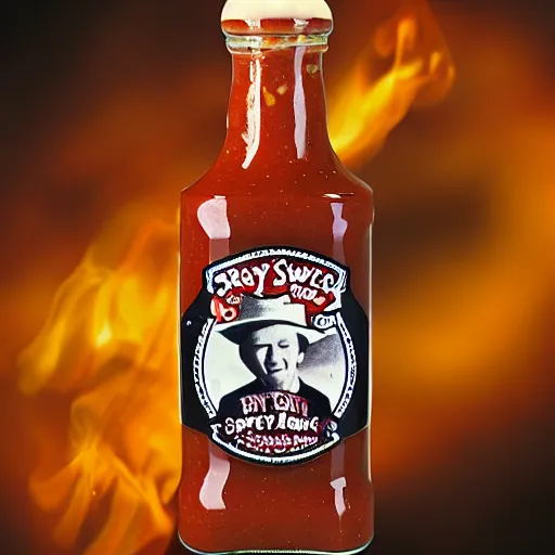 Image similar to a bottle of sweet baby ray's bbq sauce with the face of stevie ray vaughan on the bottle, realistic, hyperrealistic, ultra realistic, real, real world, highly detailed, very detailed, extremely detailed, intricate details, 8 k resolution, hd quality