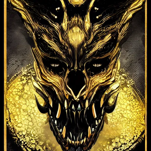 Image similar to a Monster character , black and gold , digital art, fantasy, magic, trending on artstation, ultra detailed, professional illustration by Walt Disney