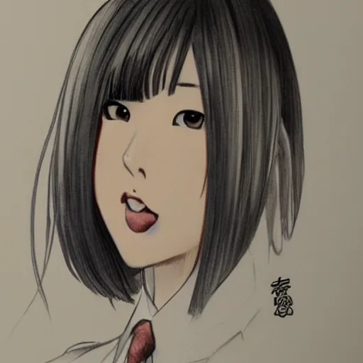 Image similar to a perfect, realistic professional digital sketch of a Japanese schoolgirl in style of Marvel, full length, by pen and watercolor, by a professional American artist on ArtStation, a hollywood-style sketch, on high-quality paper