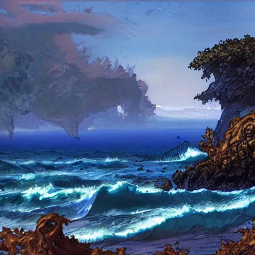 Prompt: Ocean landscape by Rebecca Guay Magic The Gathering, 4k