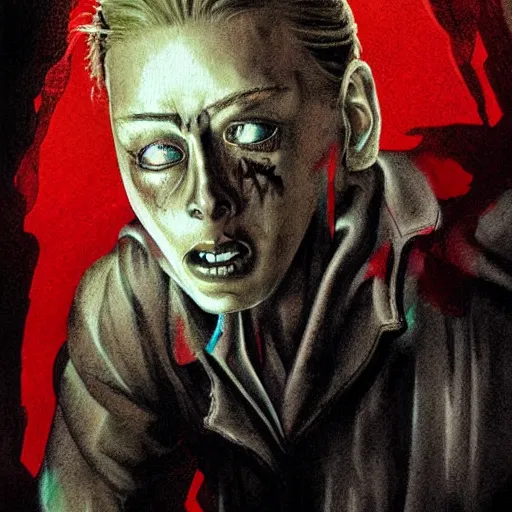 Image similar to detailed details photorealistic silent hill 2 horror game poster in the style of bob peak and alex ross, gouache and wash paints color, detailed details facial and body and human and environments and proportionate, detailed 5 k details.