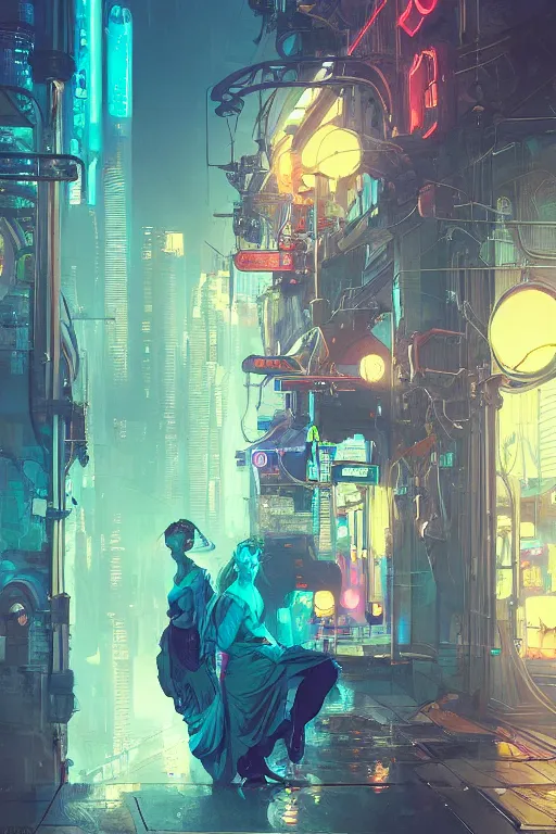 Prompt: futuristic cyberpunk, streets of calcutta , tram, sci-fi, fantasy, intricate, very very beautiful, elegant, neon light, highly detailed, digital painting, artstation, concept art, smooth, sharp focus, illustration, art by alphonse mucha and tian zi and WLOP