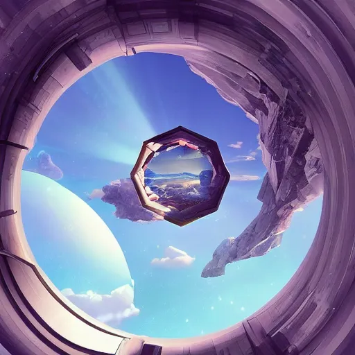 Image similar to a beautioful concept inside of a o'neill cylinder , artstation, looking up, ring in the sky