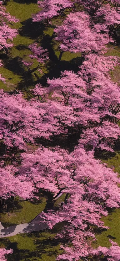 Image similar to “ a aerial photo of tyrannosaurus at a sakura tree, side shot, by shunji dodo, 8 k resolution, high quality ”