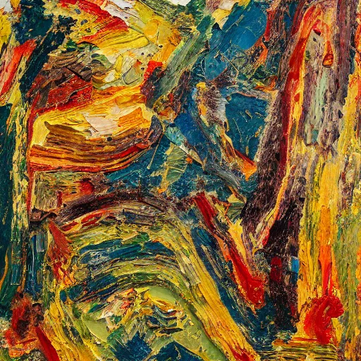 Image similar to oil paint impasto relief, turkish carpet, multi layered tiny thick brush marks, some splattered paint, in the style of ivan shishkin and frank auerbach and van gogh